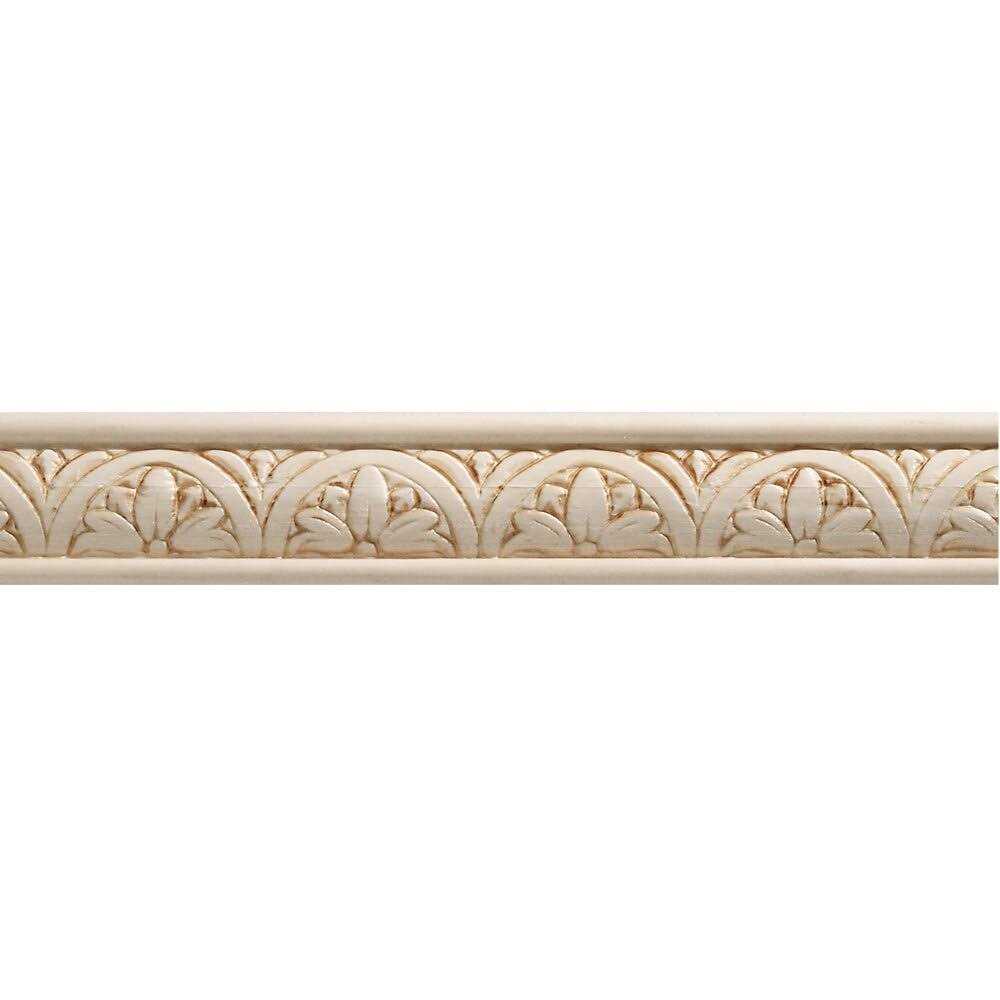 Ornamental Mouldings 5/16 in. x 1-1/4 in. x 96 in. White Hardwood Embossed Floral Moulding - Cheap Fitting