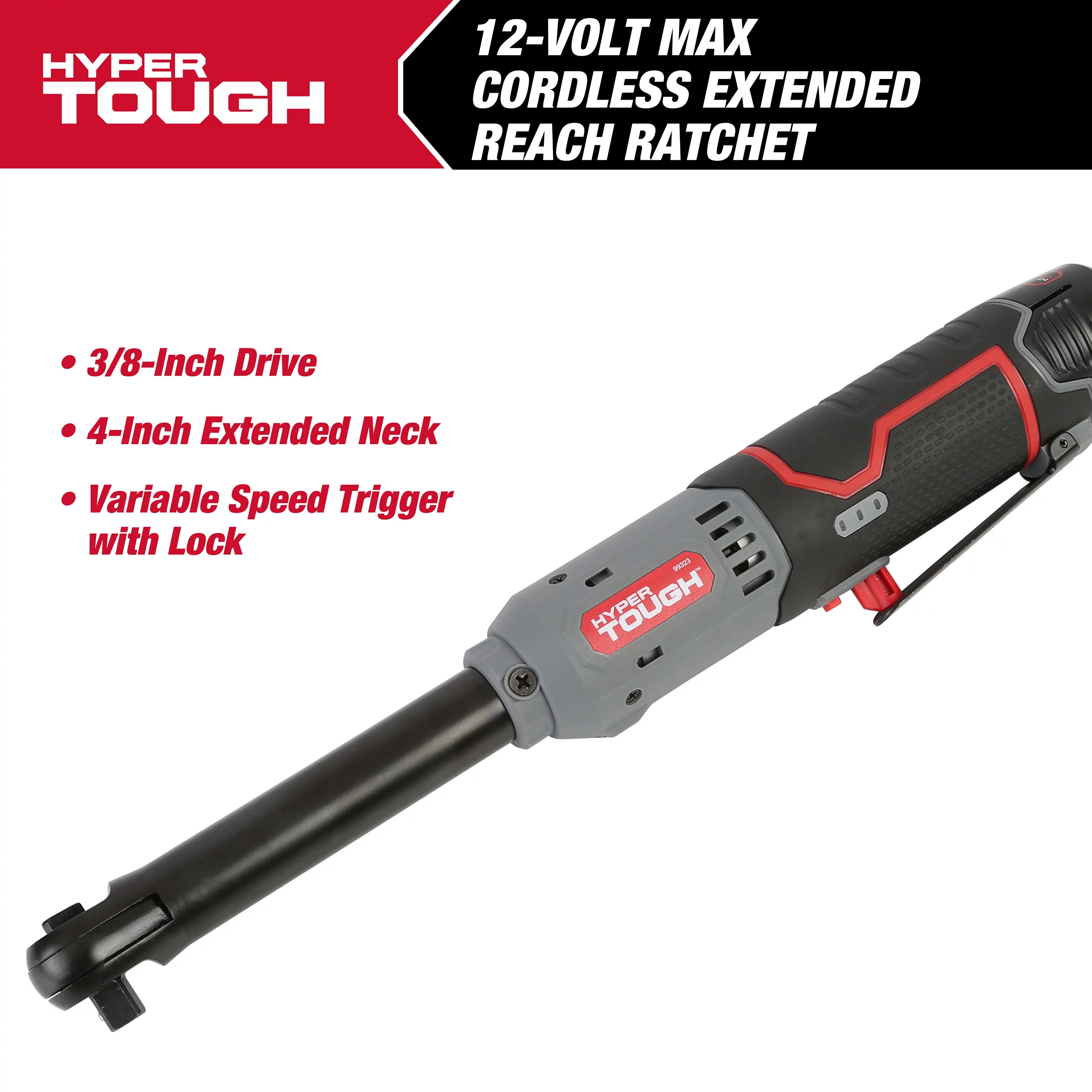 Hyper Tough 12V Cordless Ratchet Bundle, Standard & Extended Reach 3/8