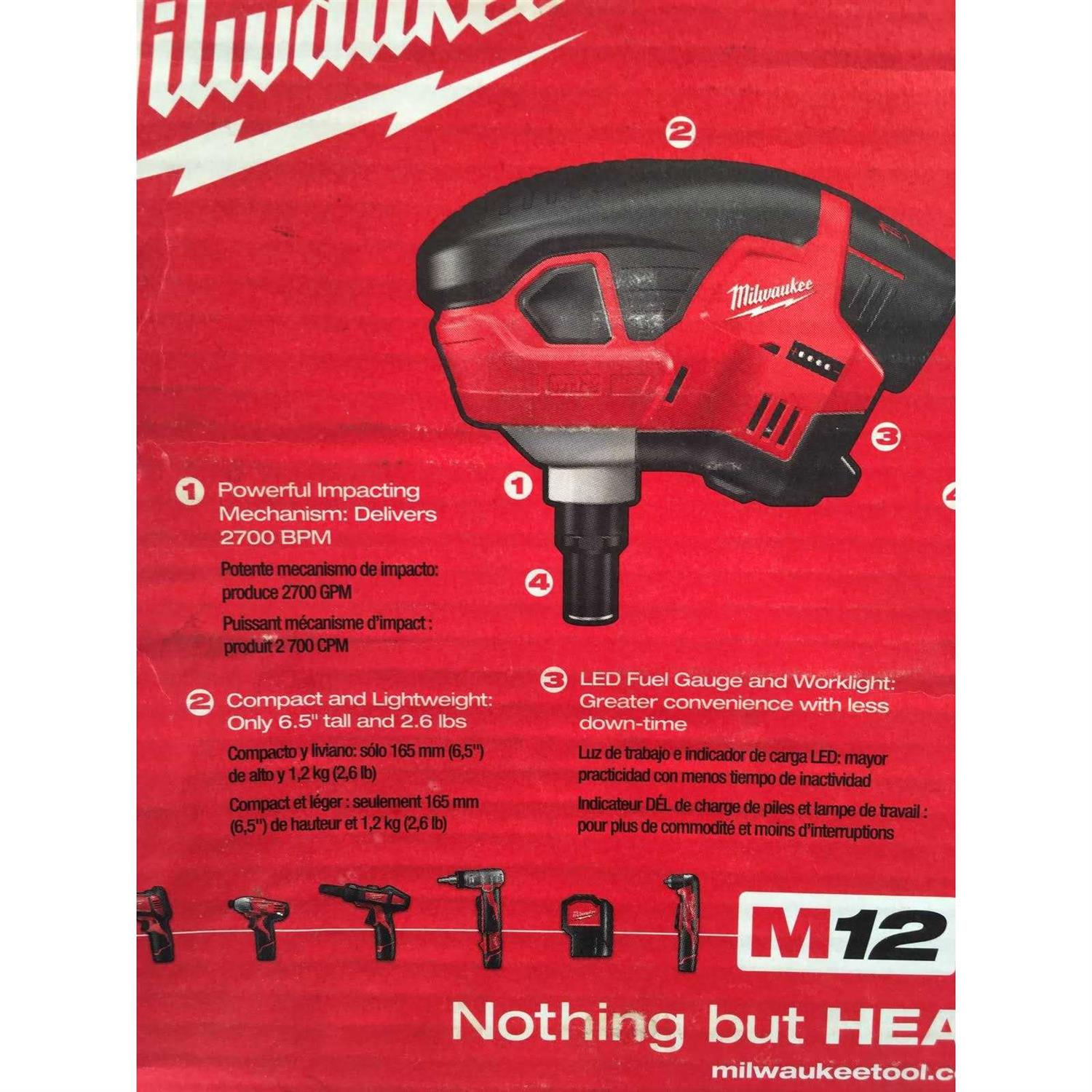 Milwaukee M12 2458-21 Cordless Palm Nailer - Cheap Fitting