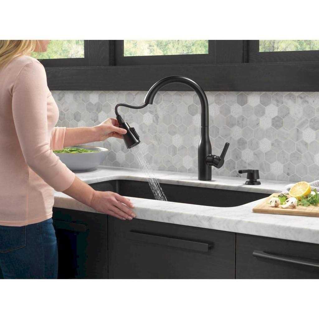 Delta Marca One Handle Matte Black Pull-Down Kitchen Faucet - Cheap Fitting