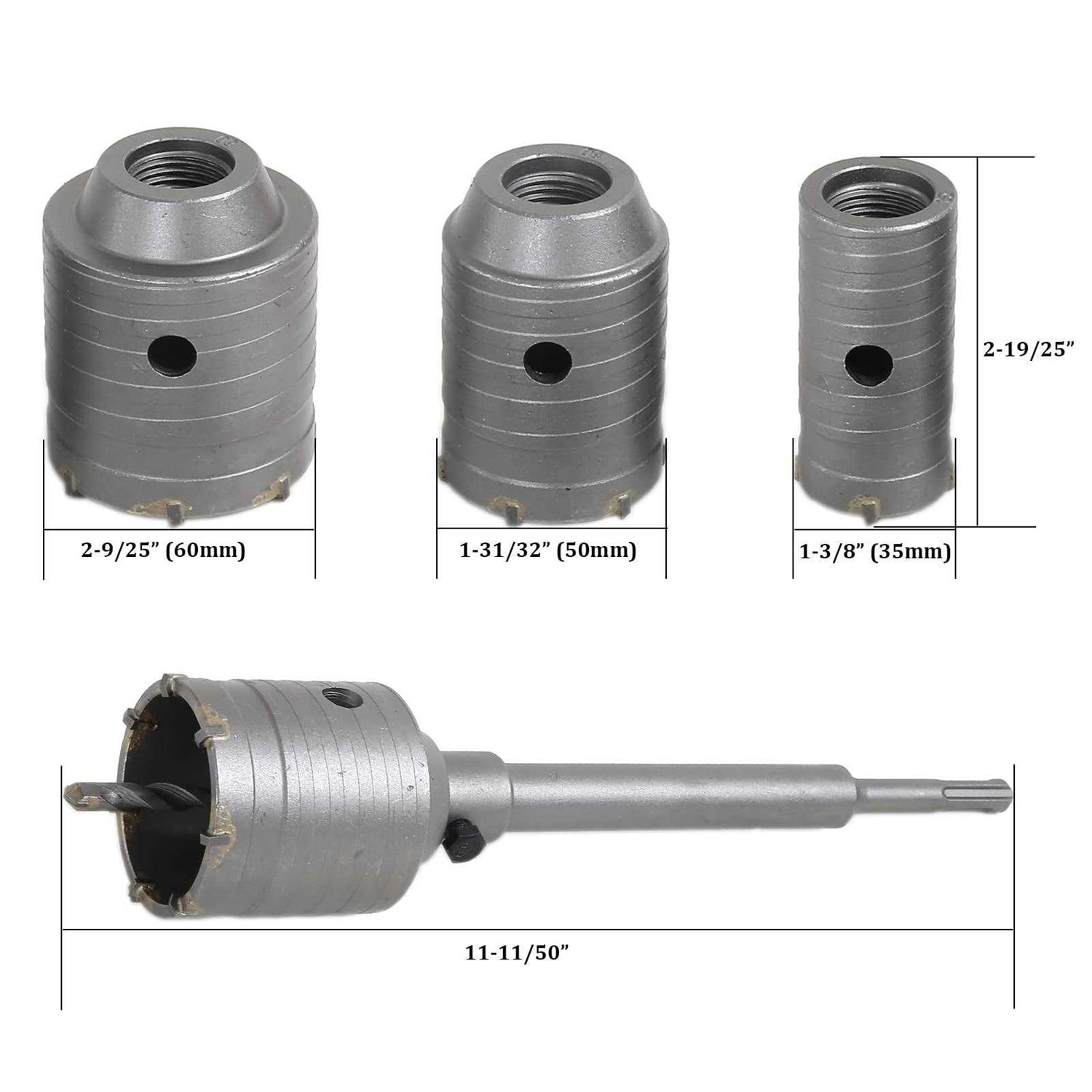 Concrete Hole Saw Drill Bits SDS Plus Tungsten Carbide Masonry Cement Hole Saw Kits 1-3/8 - Cheap Fitting