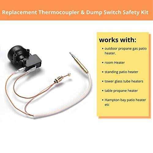 IDEASURE Patio Heater Replacement Parts for Outdoor Heaters 13.8” Long Thermocoupler & Dump Switch Safety Sensor for Propane G - Cheap Fitting