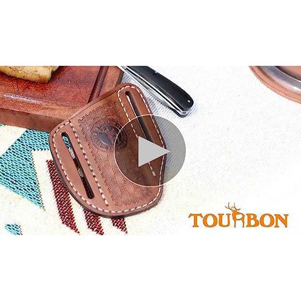 Tourbn Tourbon Leather Pocket Folding Knife Sheath for Belt EDC Holster Man Cross Draw Right Side Carry Open Top Trapper Knives Carrier - Cheap Fitting