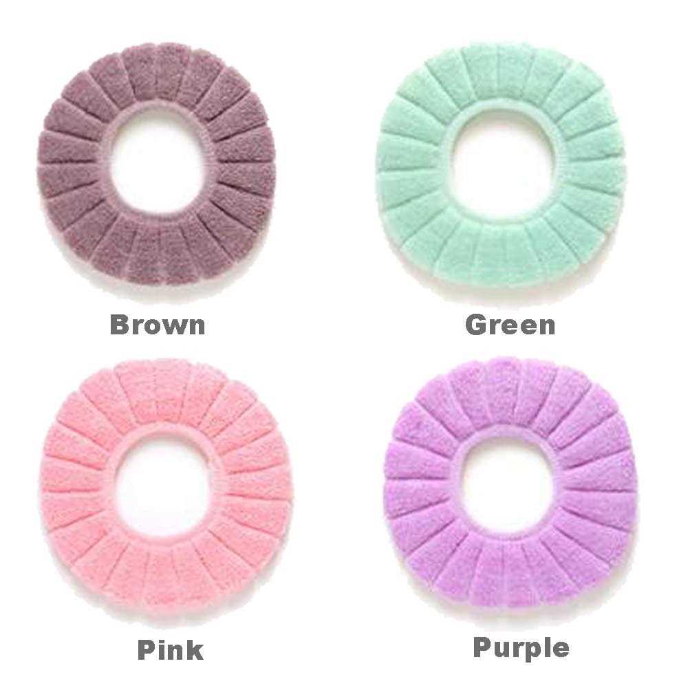 4 Pcs Soft Toilet Seat Cover Pad Thicker Washable Cloth Different Colors - Cheap Fitting