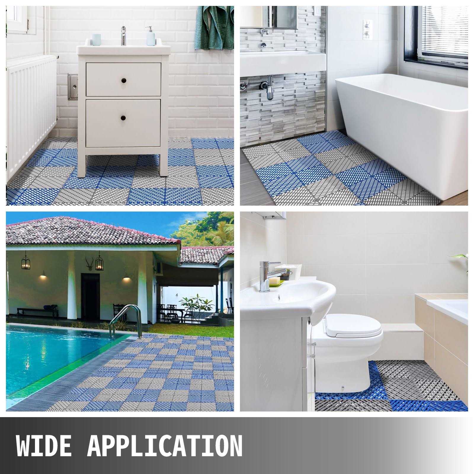 VEVOR Rubber Tiles Interlocking Garage Floor Tiles 12x12x0.5 50 Pieces Deck Tile - Cheap Fitting