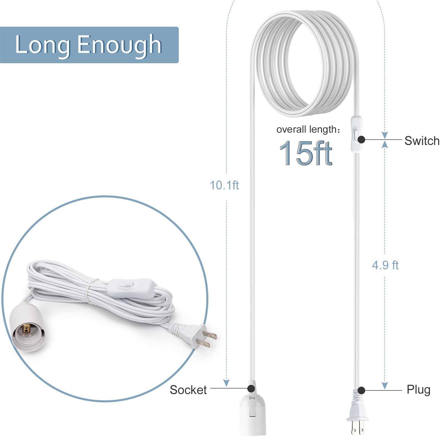 Jackyled Extension Hanging Lantern Cord Cable UL 360w with E26 E27 Socket On/Off Button Pendant Lighting - Cheap Fitting