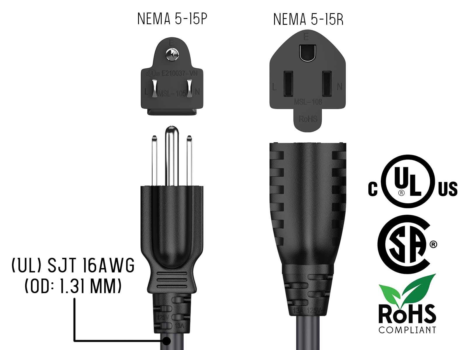 Cable Leader 14 AWG Outlet Saver Power Extension Cord - Cheap Fitting
