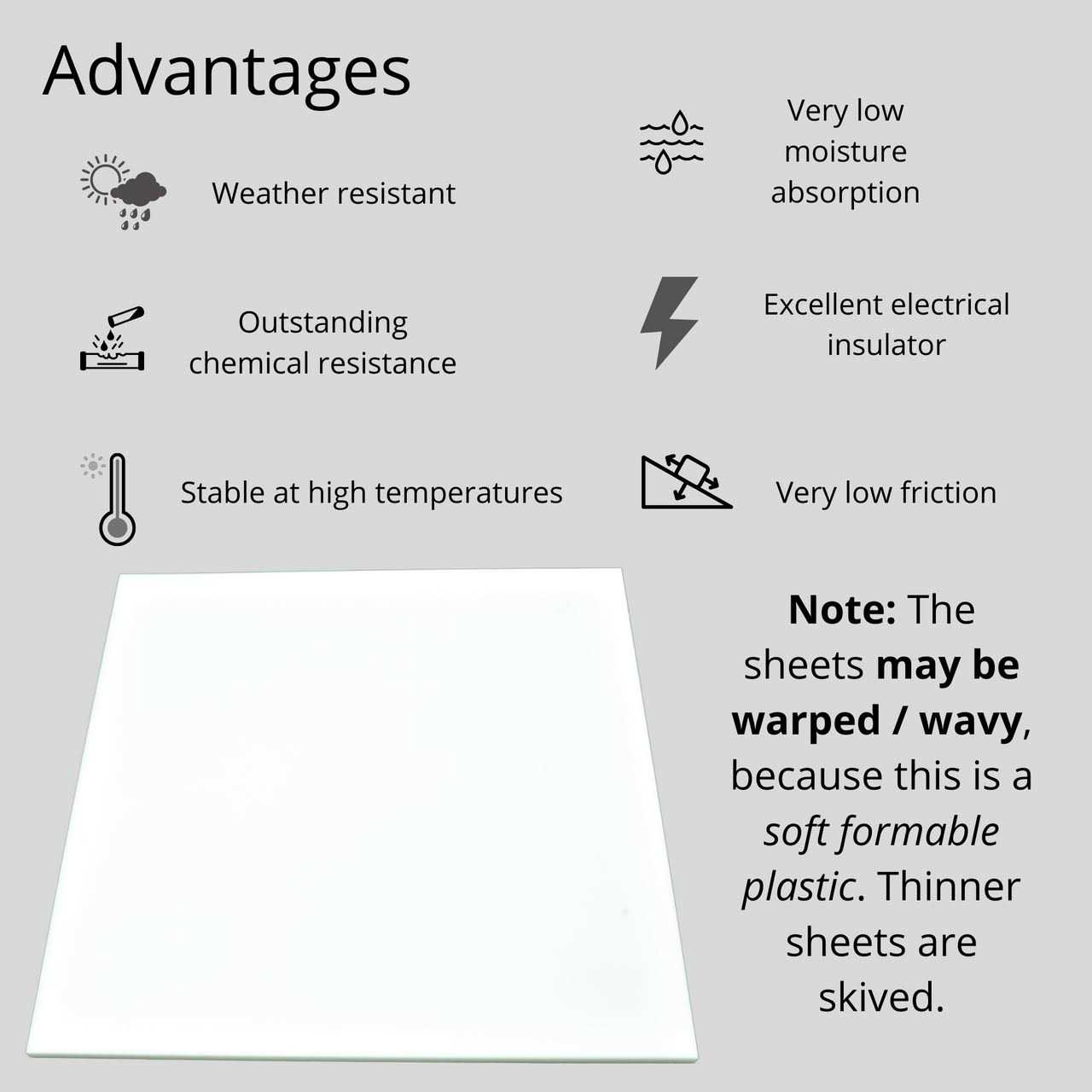 BuyPlastic White PTFE Virgin Plastic Sheet - Cheap Fitting