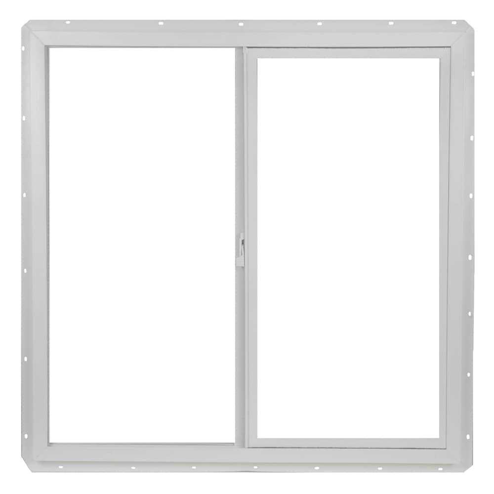 Project Source 10001 Series 35.5-in x 35.5-in x 3-in Jamb Left-operable Vinyl New Construction White Sliding Window VUS3636PS - Cheap Fitting