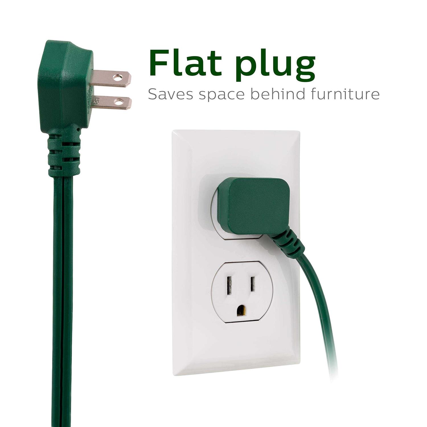 Philips 15′ 3-Outlet Polarized Extension Cord Indoor Green - Cheap Fitting