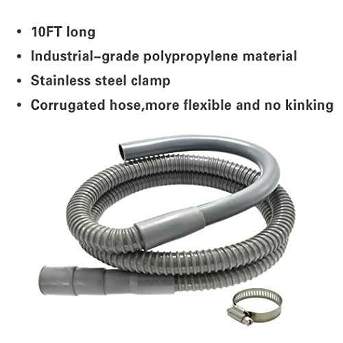 TT FLEX Universal Washing Machine Drain Hose 6 Ft Discharge Hose with Long Hook - Cheap Fitting