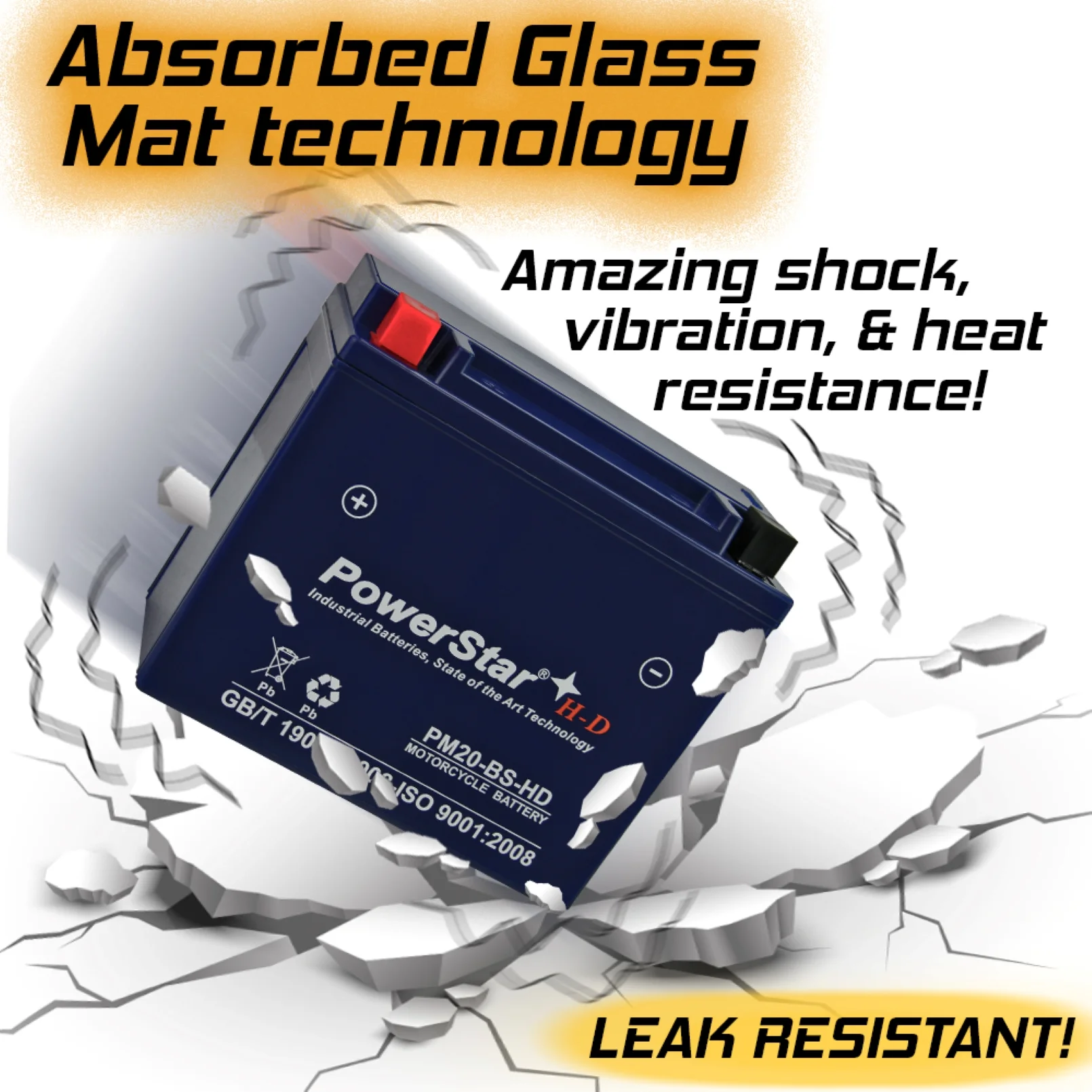 PowerStar H-D 12 Volt YTX20-BS Motorcycle Battery for Harley-Davidson 1340cc FXR - Cheap Fitting