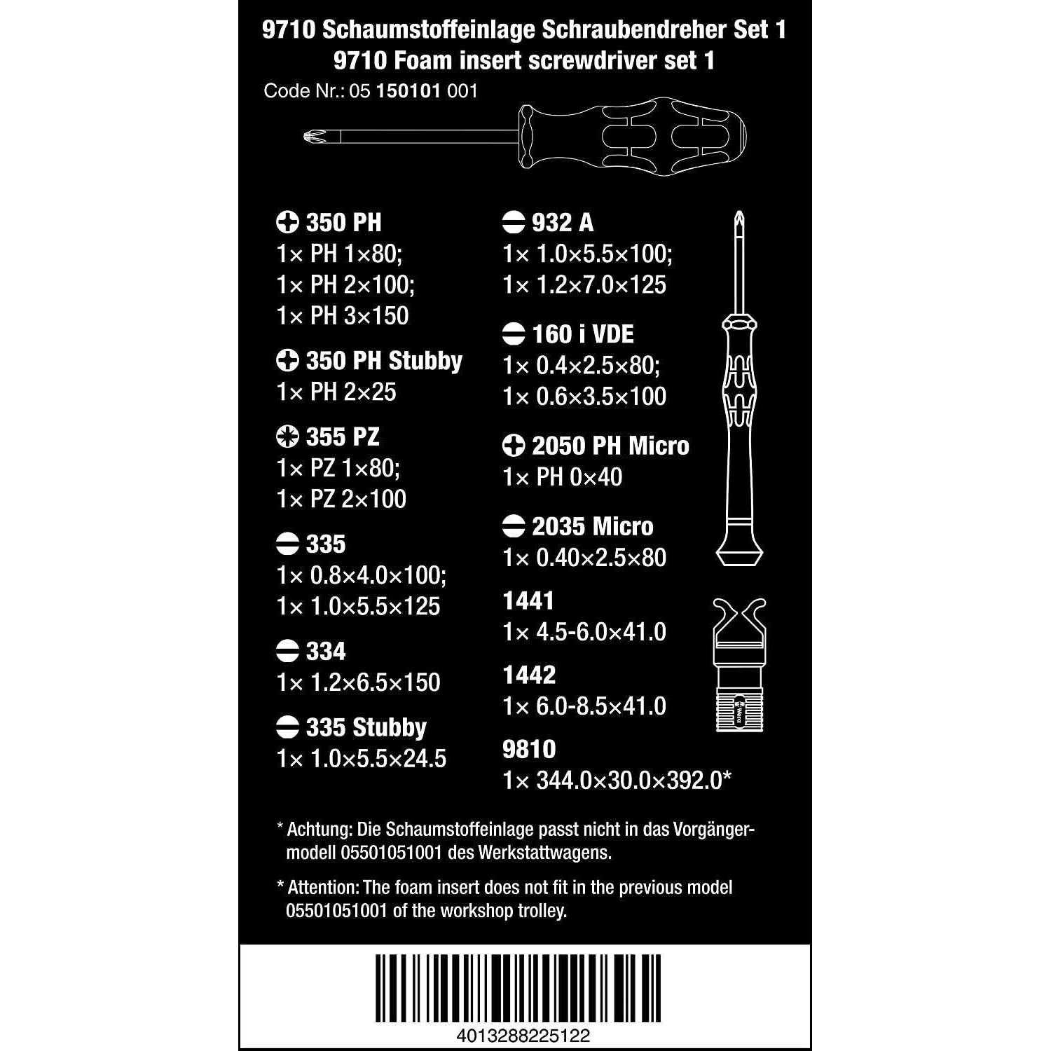 Wera 150101 9710 Foam Insert Screwdriver Set 1 - Cheap Fitting