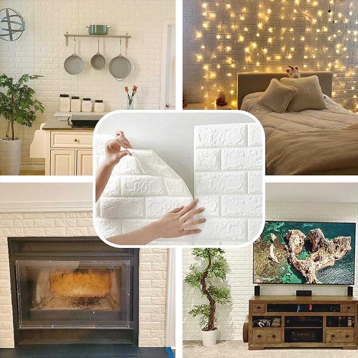 Circloophs 3d Wall Panels Peel and Stick, White Brick Printable Faux Paneling Self Adhesive Waterproof 3d Wallpaper Stick and Peel - Cheap Fitting