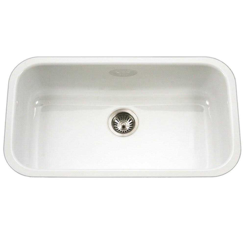 Houzer Porcela Series Porcelain Enamel Steel Undermount Large Single Bowl Kitchen Sink PCG-3600 - Cheap Fitting