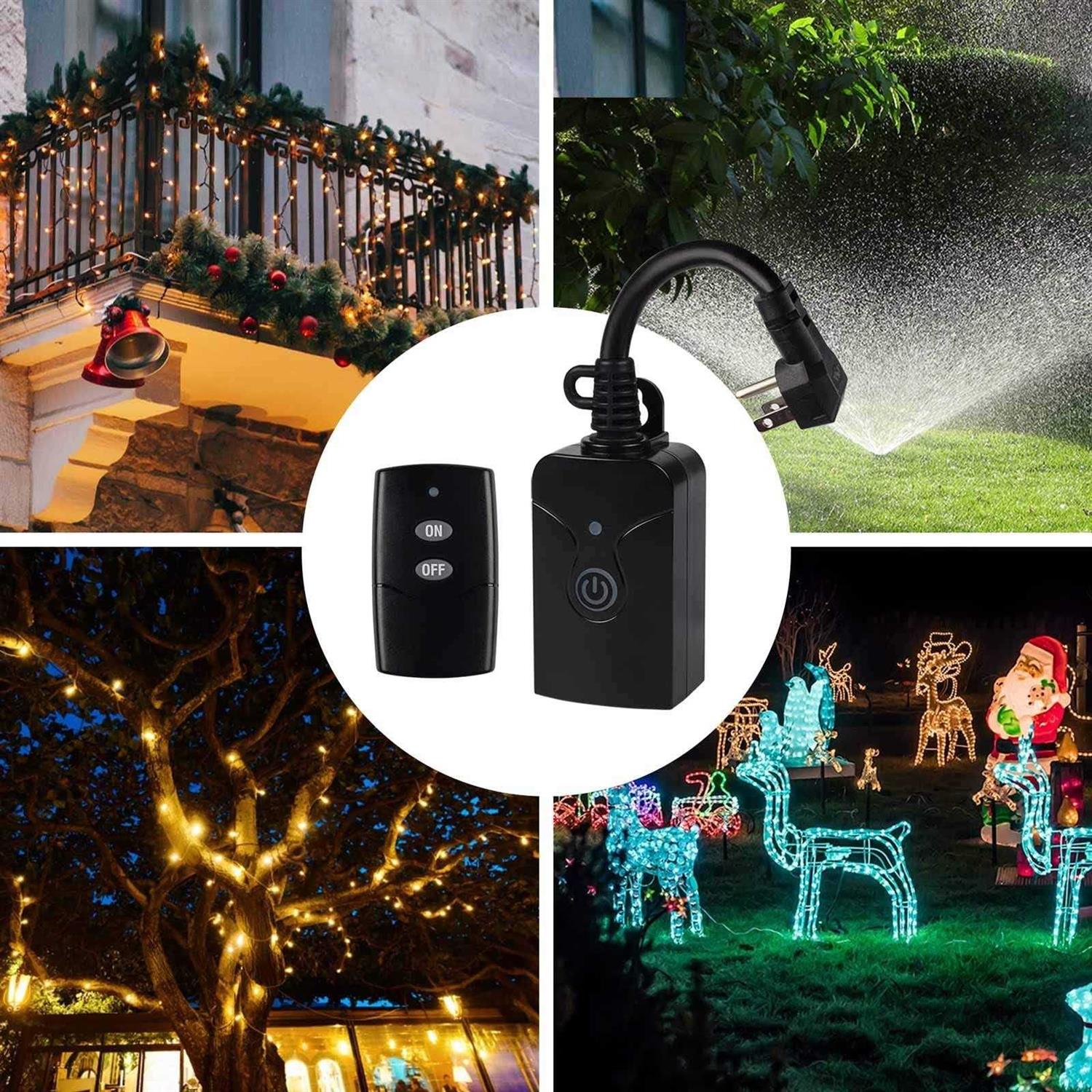 Hbn Outdoor Indoor Wireless Remote Control 3-Prong Outlet Weatherproof Heavy Duty 15 A Compact 1 Remote 1 Outlet with Remote 6-inch Cord 100ft Range - Cheap Fitting