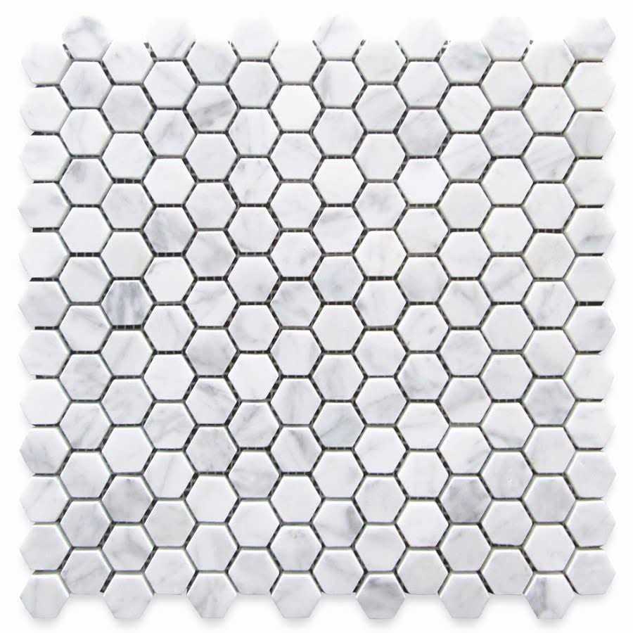 StoneCenterOnline 1 Hexagon Carrera Marble White Carrara Venato Mosaic Tile - Cheap Fitting