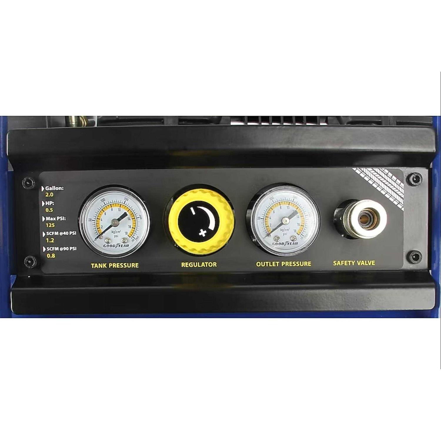 Goodyear 2 Gallon Quiet Portable Roll Cage Design Air Compressor - Cheap Fitting