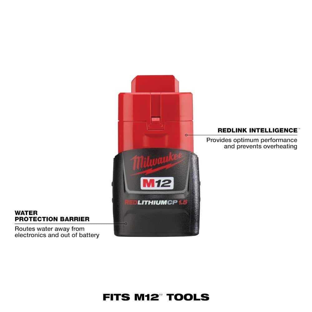 Milwaukee M12 FUEL 12V Lithium-Ion Brushless Cordless 1/2 in. Right Angle Impact Wrench Ah Battery Pack - Cheap Fitting