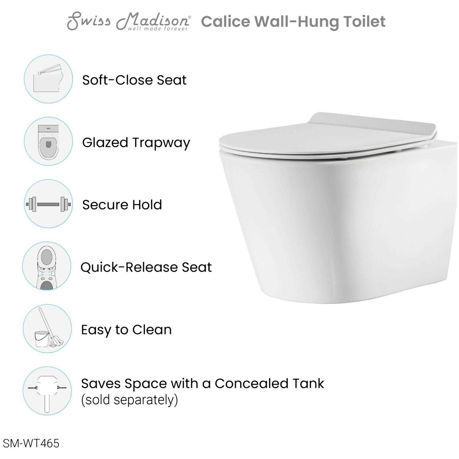 Swiss Madison Calice Wall-Hung Round Toilet Bowl - Cheap Fitting