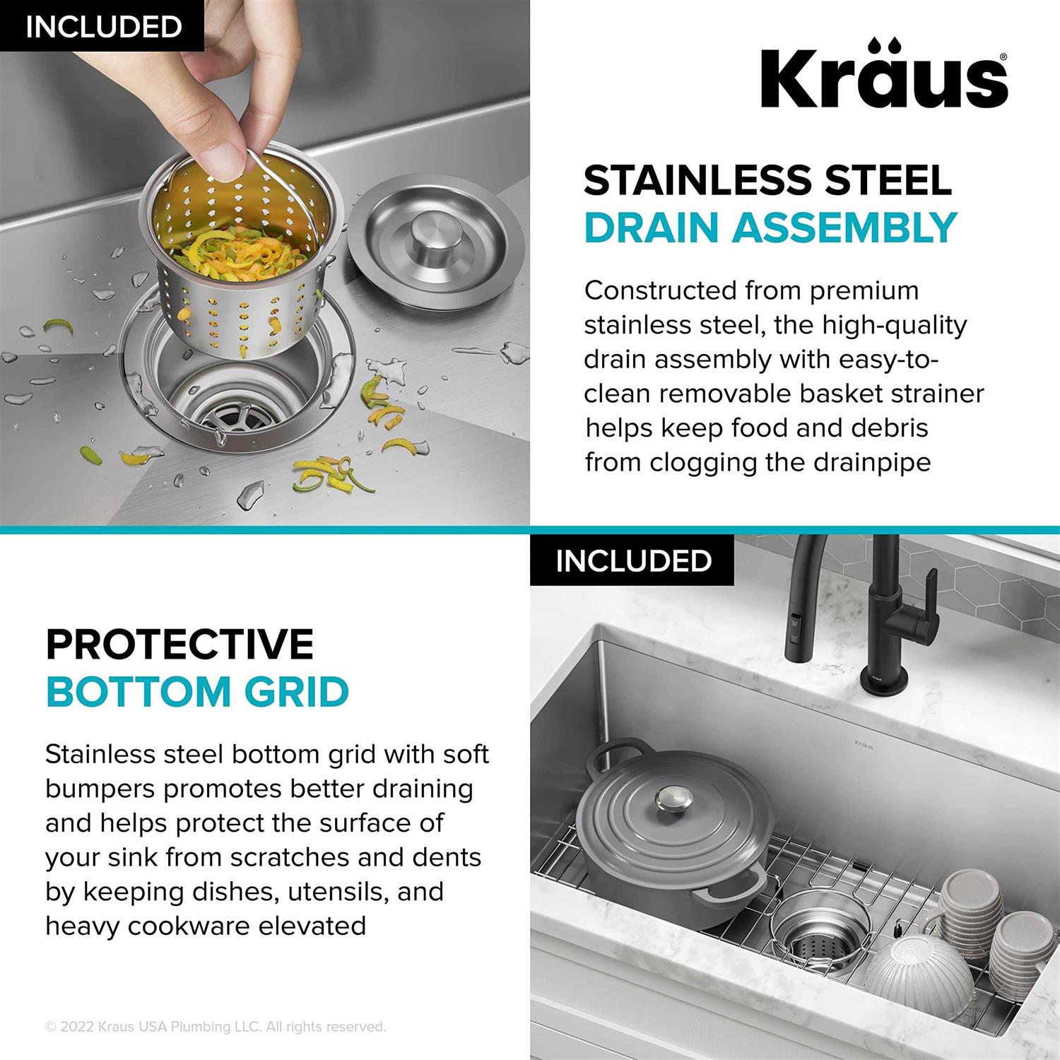 Kraus KHU100-32 Standart PRO 16-Gauge Undermount Single Bowl Stainless Steel Kitchen Sink - Cheap Fitting
