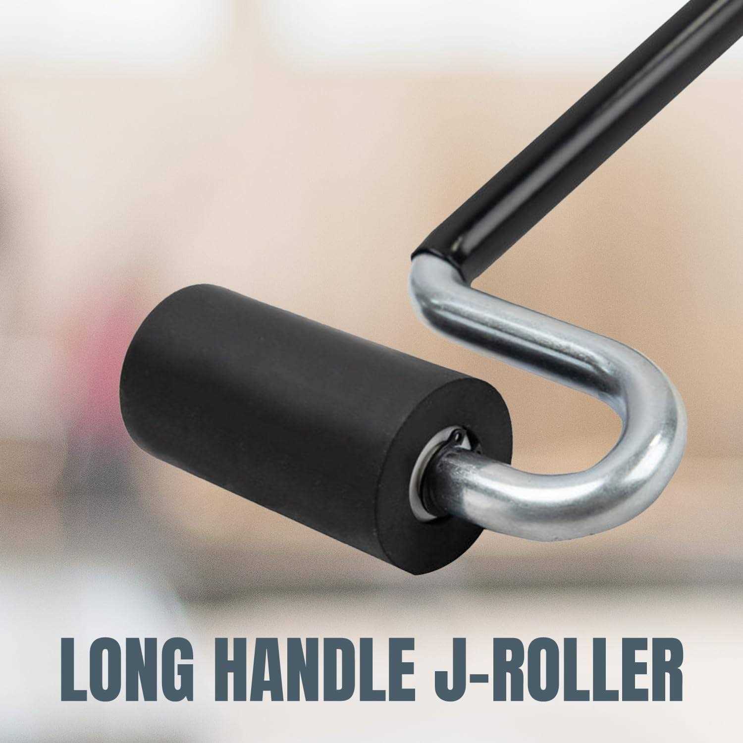 POWERTEC 71010 Long Handle J Roller with Rubber Roller, 1-1/2 Inch by 3 Inch, Straight Handle Roller Professional Veneer Edge Banding and Floor - Cheap Fitting