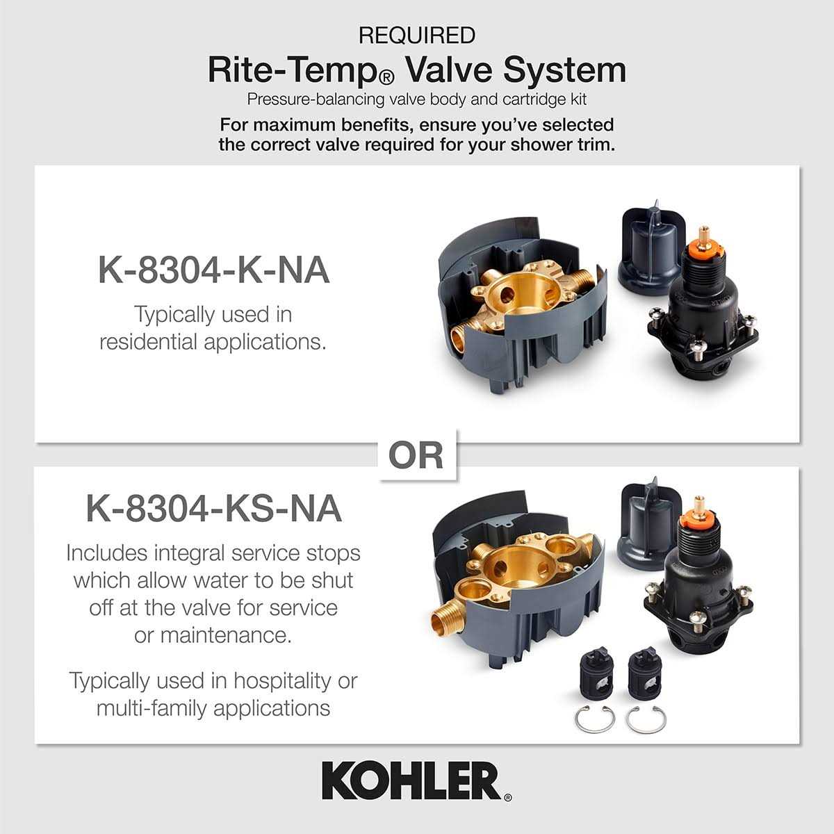Kohler K-TS14423-4 Purist Rite-Temp Valve Trim with Lever Handle K-TS14423-4-CP - Cheap Fitting