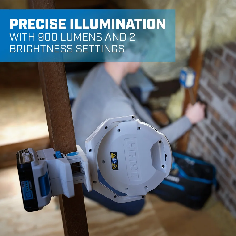 HART 20-Volt LED Clamping Light Kit, 900 Lumens, (1) 1.5Ah Lithium-Ion Battery - Cheap Fitting