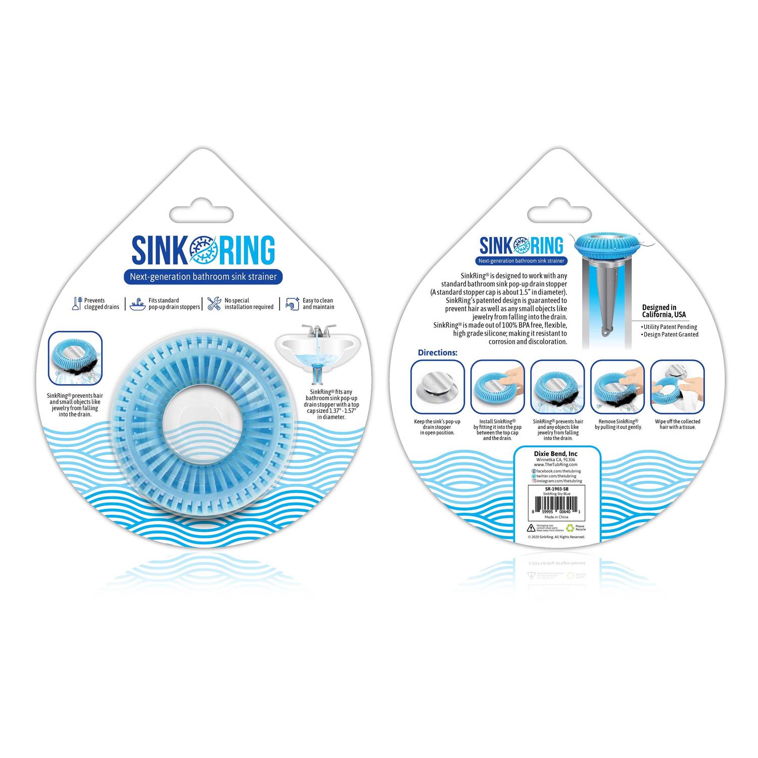 Sinkring The Ultimate Bathroom Sink Drain Protector Hair Catcher/Strainer/Snare - Cheap Fitting