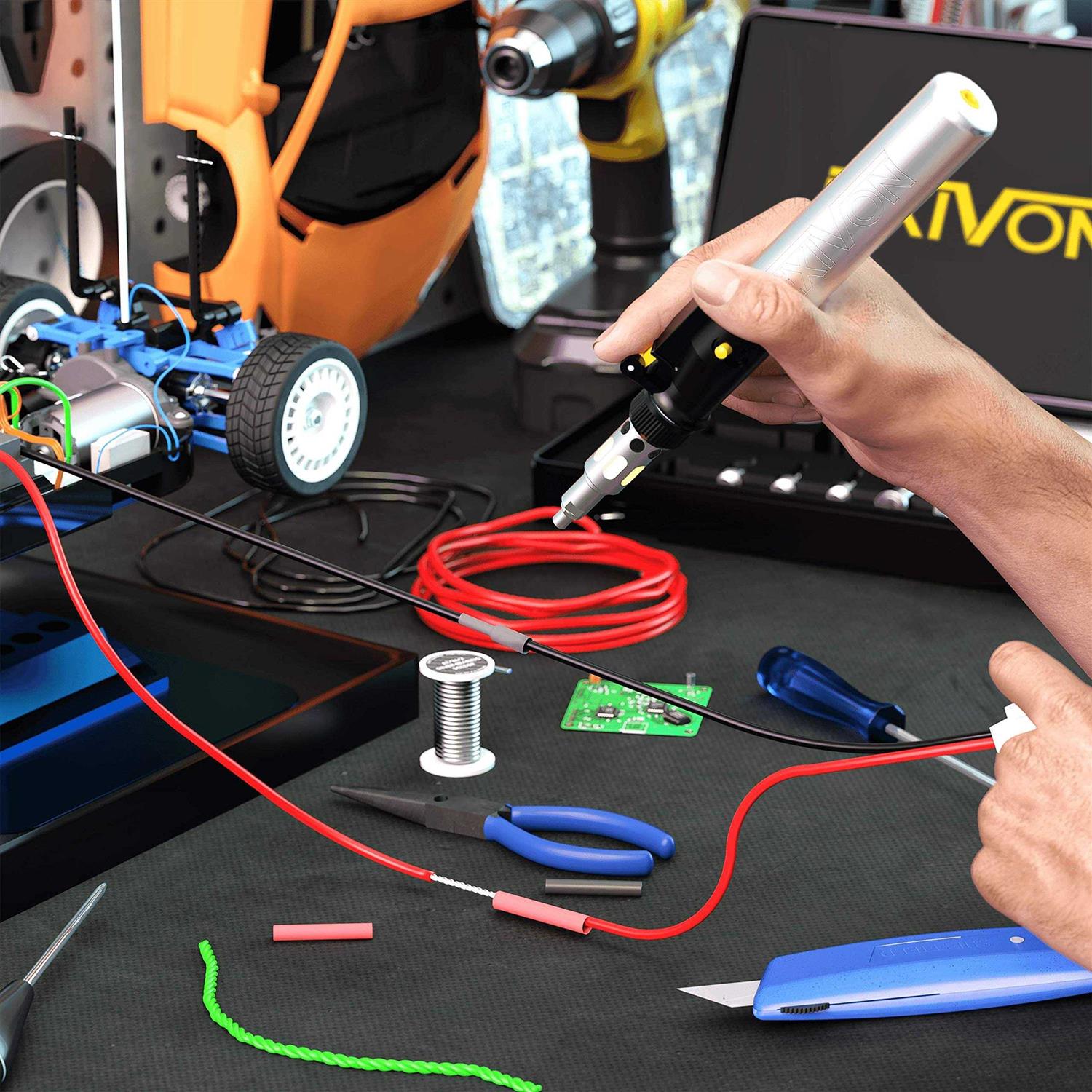 Lexivon Butane Soldering Iron Multi-Purpose Kit Cordless Self-Igniting Adjustable Flame 7-Tip Set LX-770 - Cheap Fitting