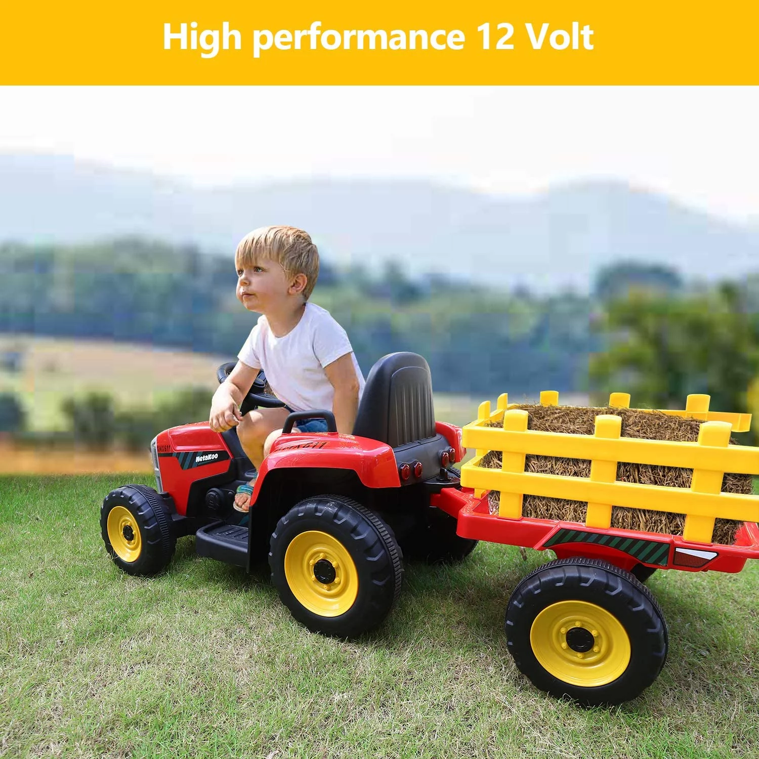 Teoayeah Ride on Tractor 12V 7Ah, Kids Electric Tractor with Remote Control, 2+1 Gear Shift, 7-LED Headlight, Horn Button/ MP3/ Bluetooth/ USB, Play Vehicle Tractor for Kids 3-6 Years (Green) - Cheap Fitting