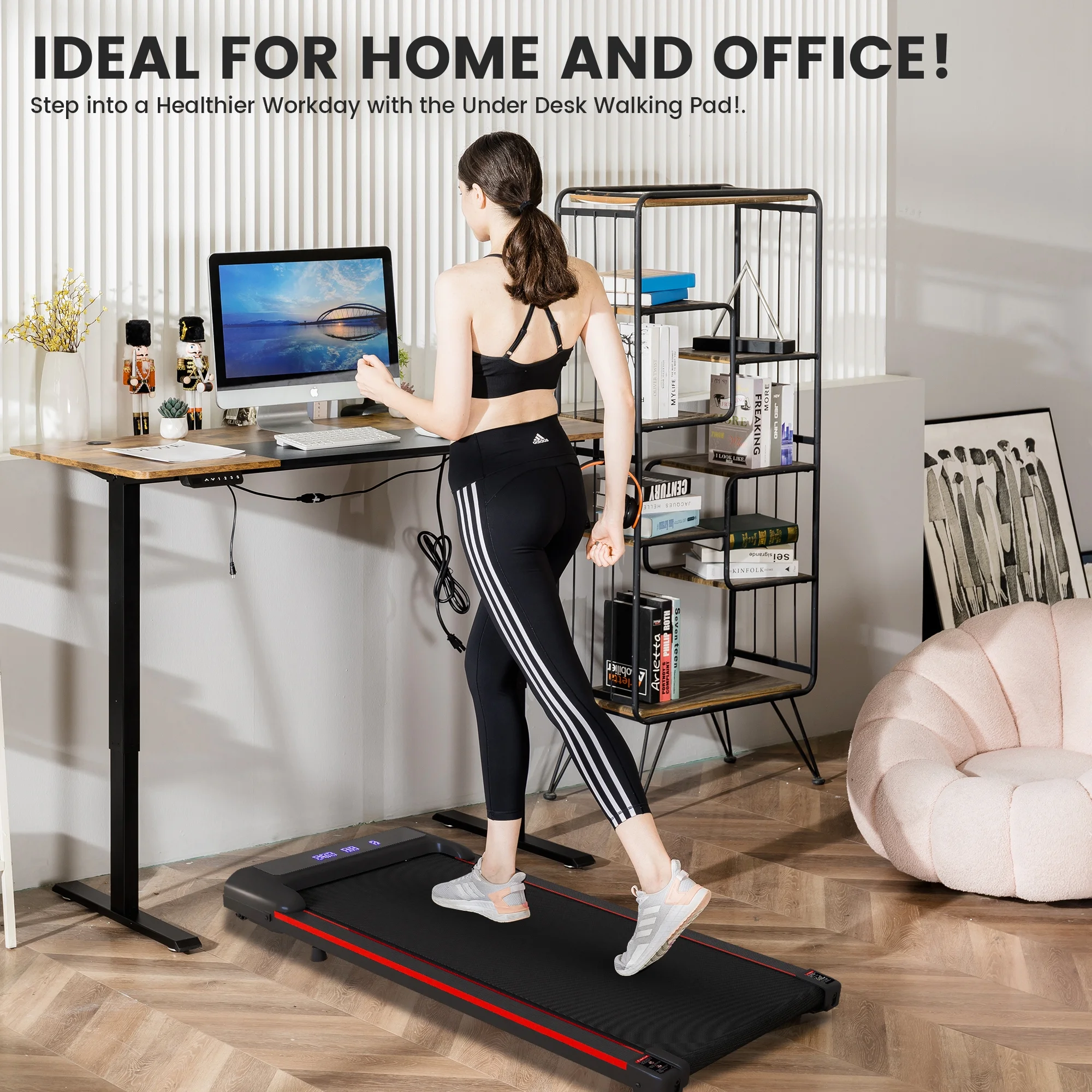 COMHOMA 2.5HP Walking Pad, Under Desk Treadmill 40*16 Walking Area 2 in 1 Portable Electric Treadmill with Remote Control, LED Display for Home Office - Cheap Fitting