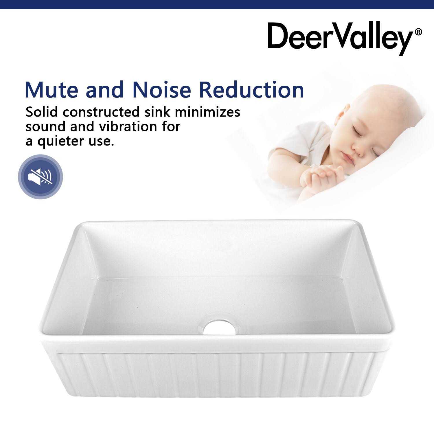 DeerValley DV-1K502 Solstice Fireclay 33 L x 18 W Farmhouse Kitchen Sink - Cheap Fitting