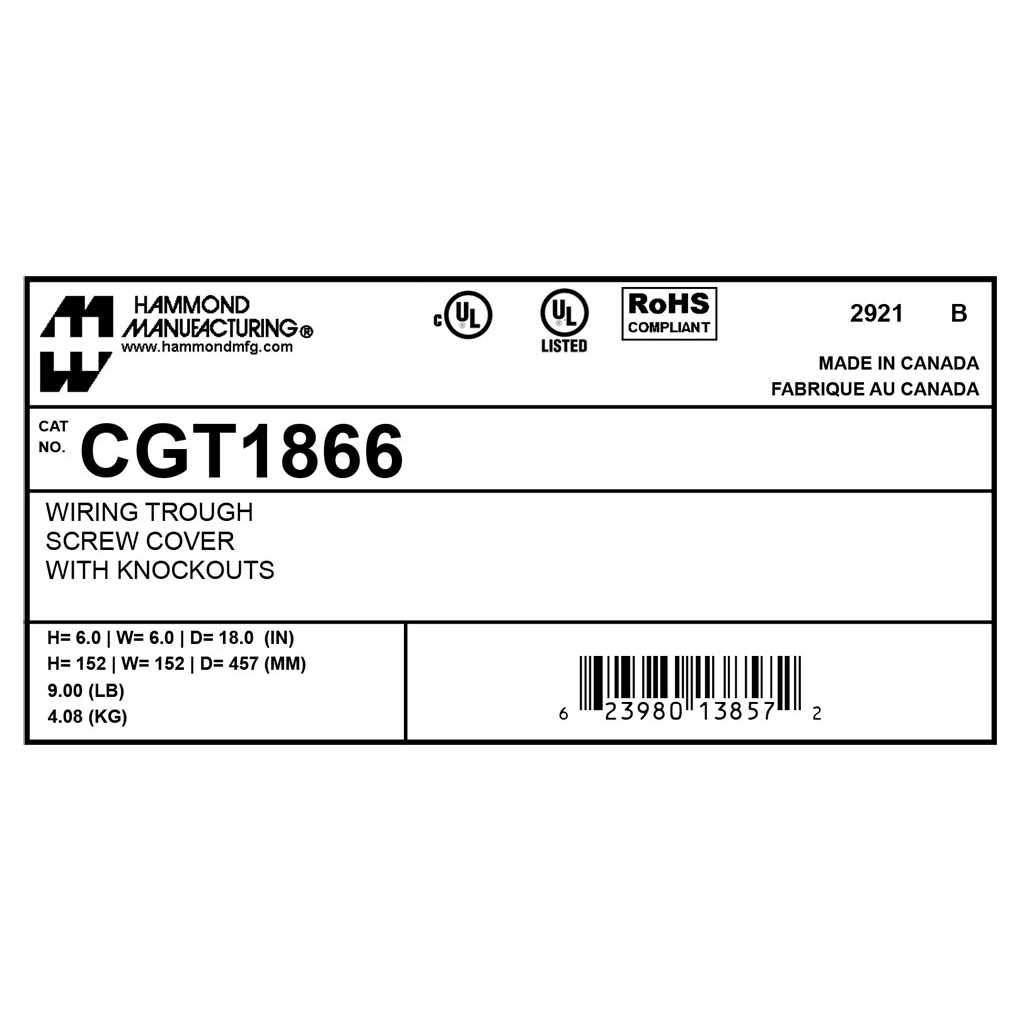 Hammond Manufacturing CGT1866 Type 1 Gutter Trough - Cheap Fitting