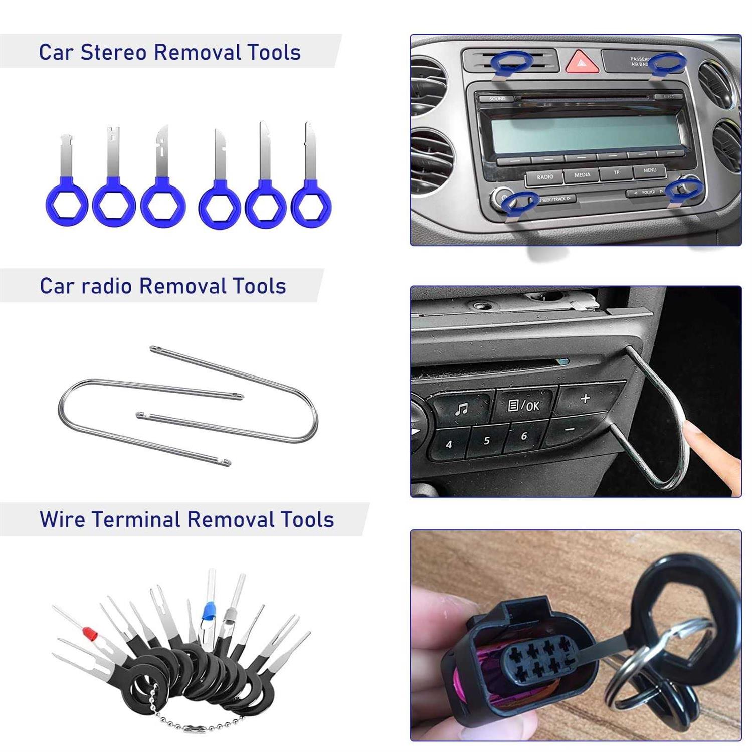 GLK 248pcs Trim Removal Tool Pry Tool Door Panel Radio/Stereo Terminal Removal Tool Kit - Cheap Fitting