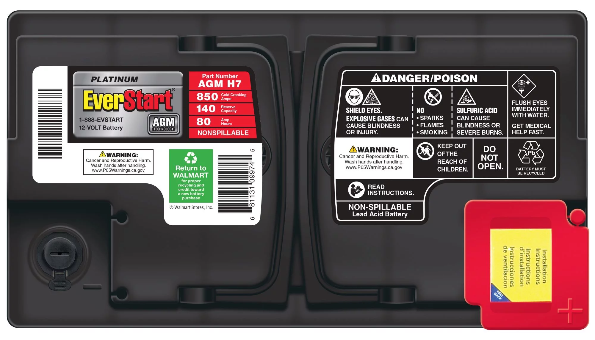 EverStart Platinum BOXED AGM Automotive Battery, Group Size H7 / LN4 / 94R 12 Volt, 850 CCA - Cheap Fitting
