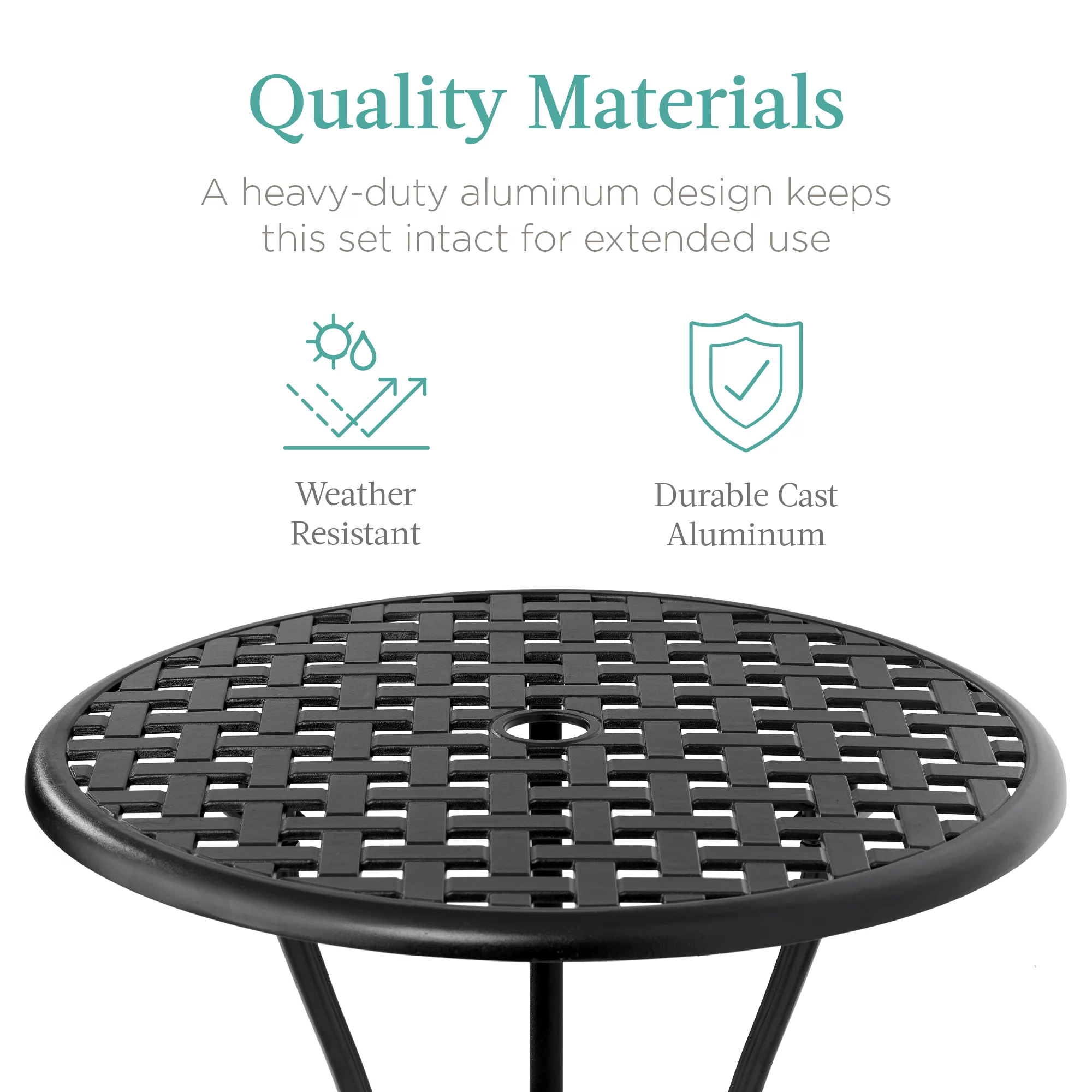 Best Choice Products 3-Piece Aluminum Patio Bistro Set w/ Umbrella Hole, 2 Chairs, Polyester Cushions - Black/Red - Cheap Fitting