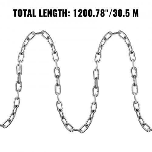 Vevor Grade 30 Chain 3/16 Inch by 100Ft Length Grade 30 Proof Coil Chain Zinc Plated Grade 30 Chain for Towing Logging Agriculture and Guard Rails - Cheap Fitting