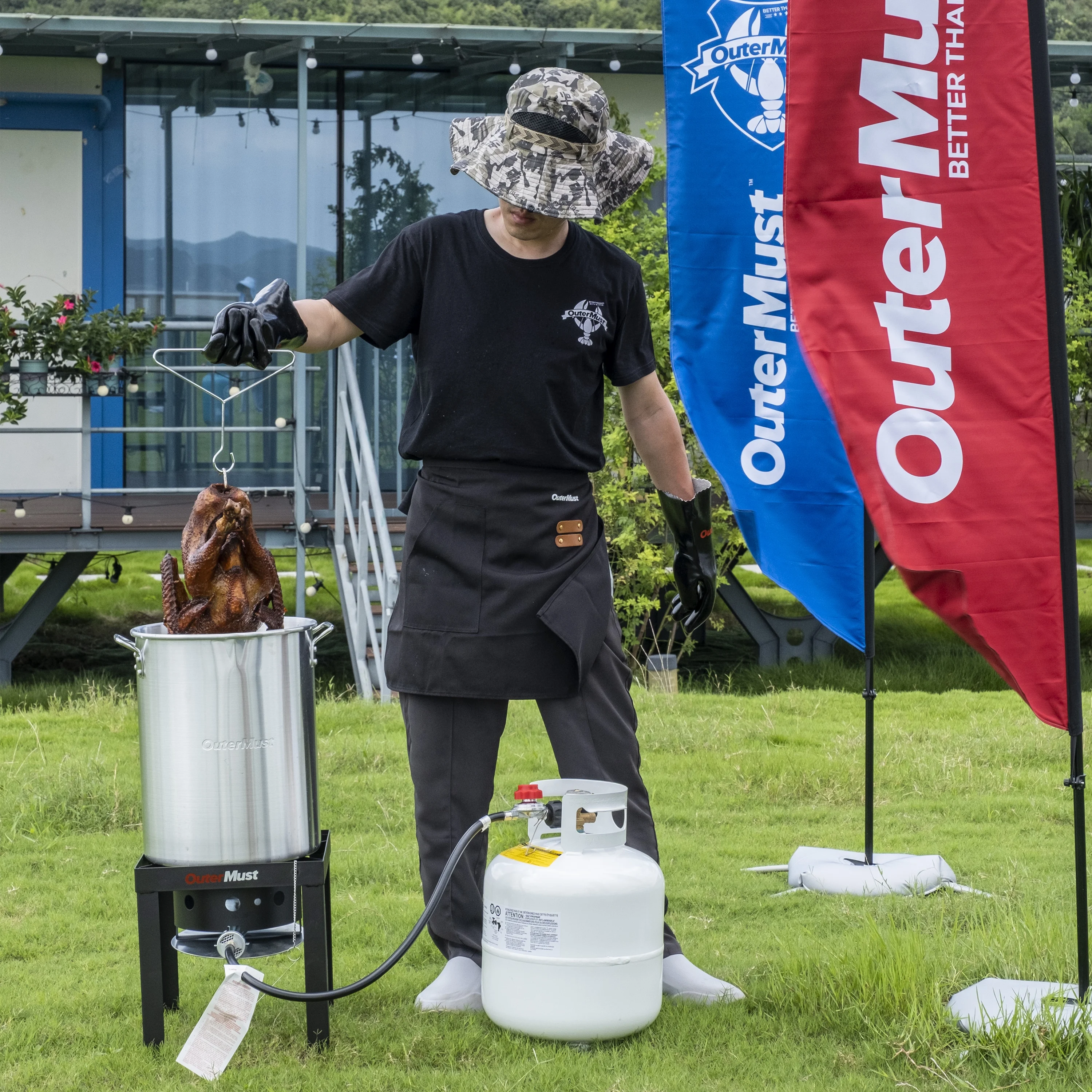 30 QT. Seafood Boil Pot and Burner Kit 50,000 BTU Turkey Deep Fryer with Basket and Burner Set Crafish Boiler, Ideal for Cooking Turkey, Crawfish, Crab - Cheap Fitting