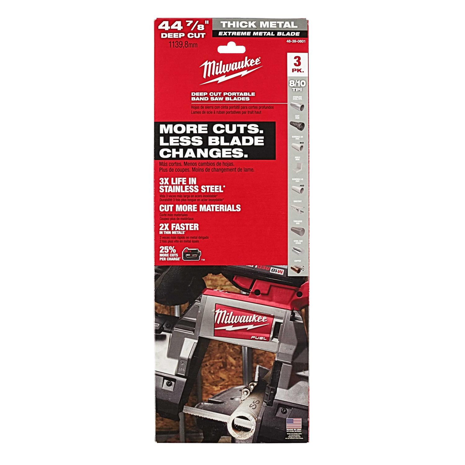 Milwaukee 48-39-0601 Extreme Thick Metal Band Saw Blades 3PK Deep Cut - Cheap Fitting