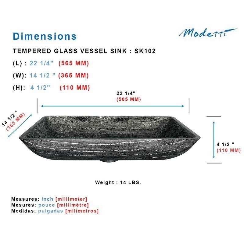 Modetti Black Handmade Rectangular Vessel Bathroom Sink SK102 - Cheap Fitting