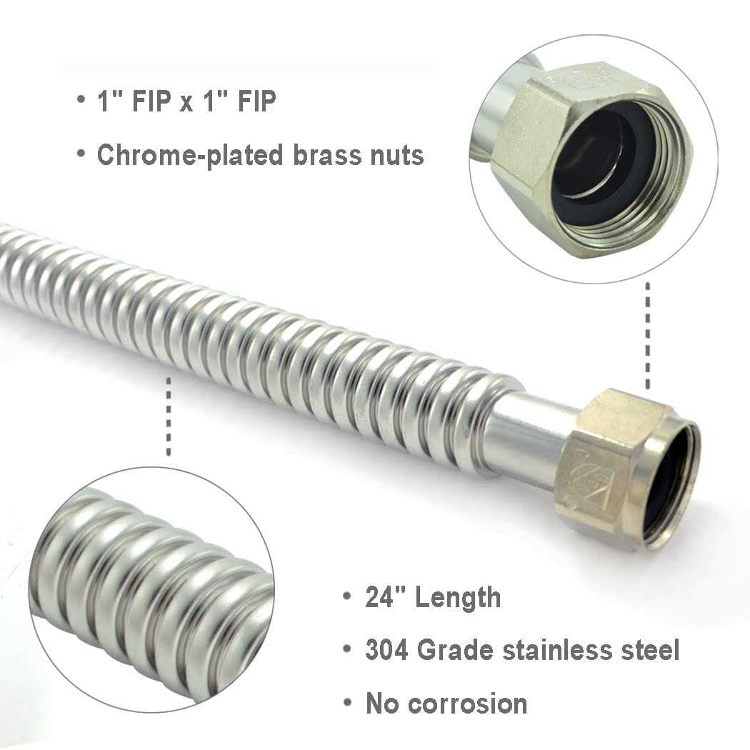 TT FLEX Stainless Steel Corrugated Water Heater Connector Flexible for Water Heater Water Softener,1 FIP x 1 FIP - Cheap Fitting