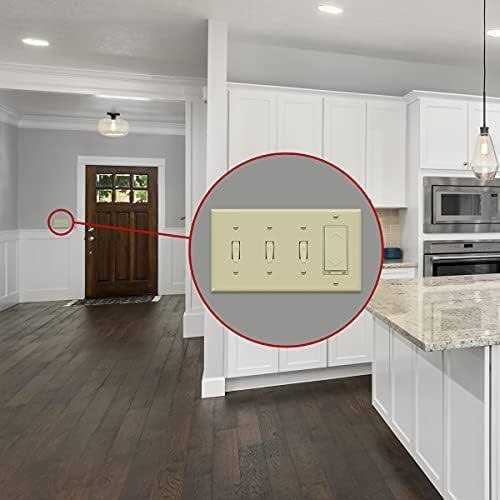 Enerlites Combination Triple Toggle/Single Decorator Rocker Outlet Wall Plate - Cheap Fitting