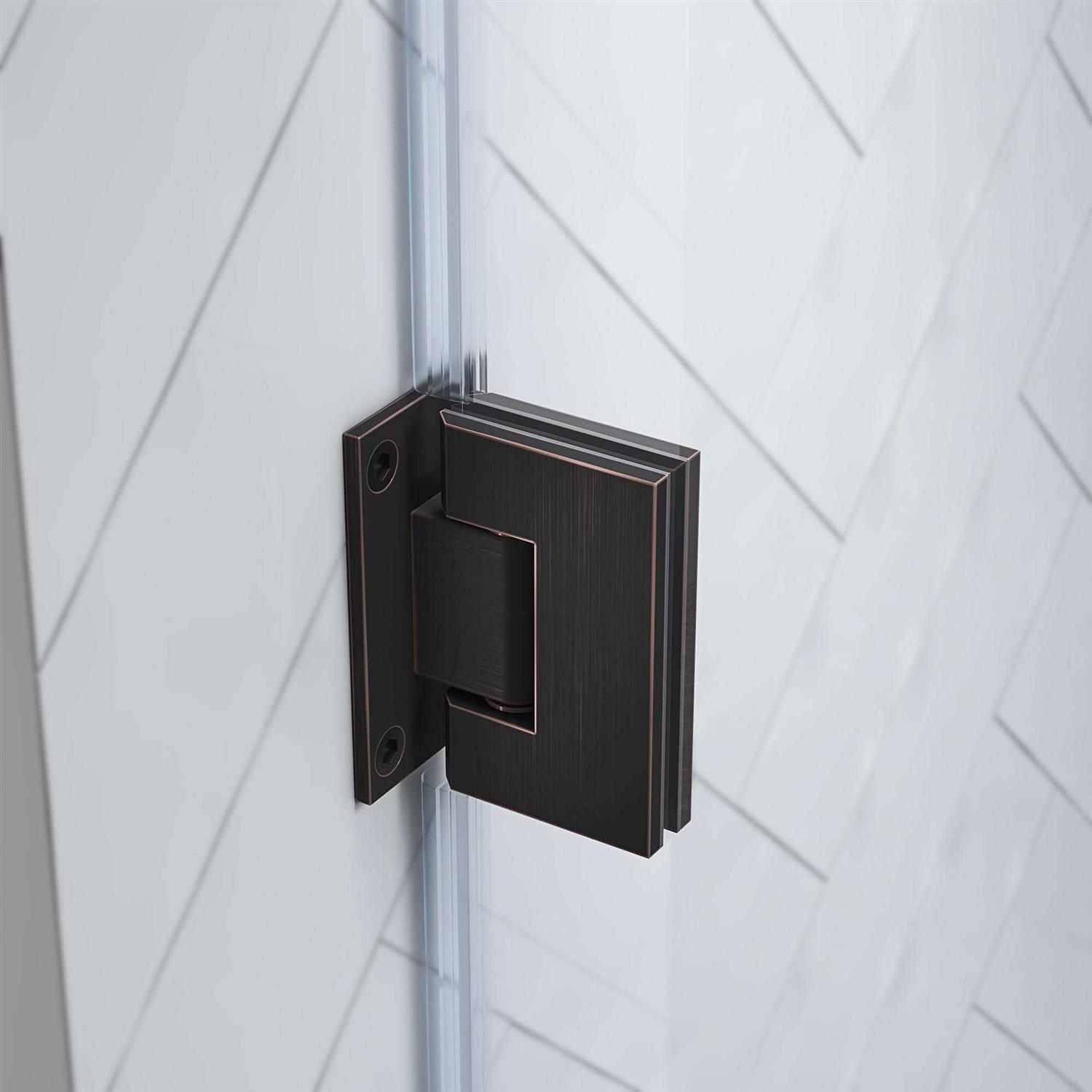 Ove Decors Tampa-Pro 55-3/16 in. W x 72 in. H Alcove Shower Enclosure with Frameless Hinged Shower Door in ORB with Buttress Panel - Cheap Fitting