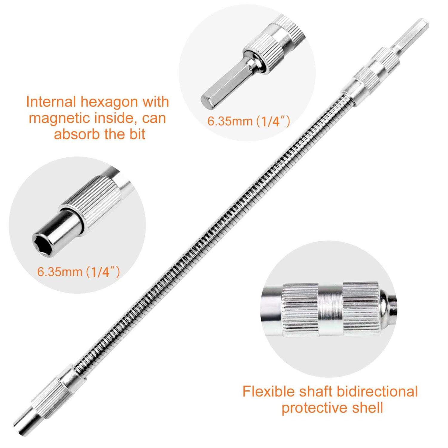 2 PC Flexible Drill Bit Extension 1/4 Magnetic Hex Soft Flexible Shaft Extension For Drill - Cheap Fitting