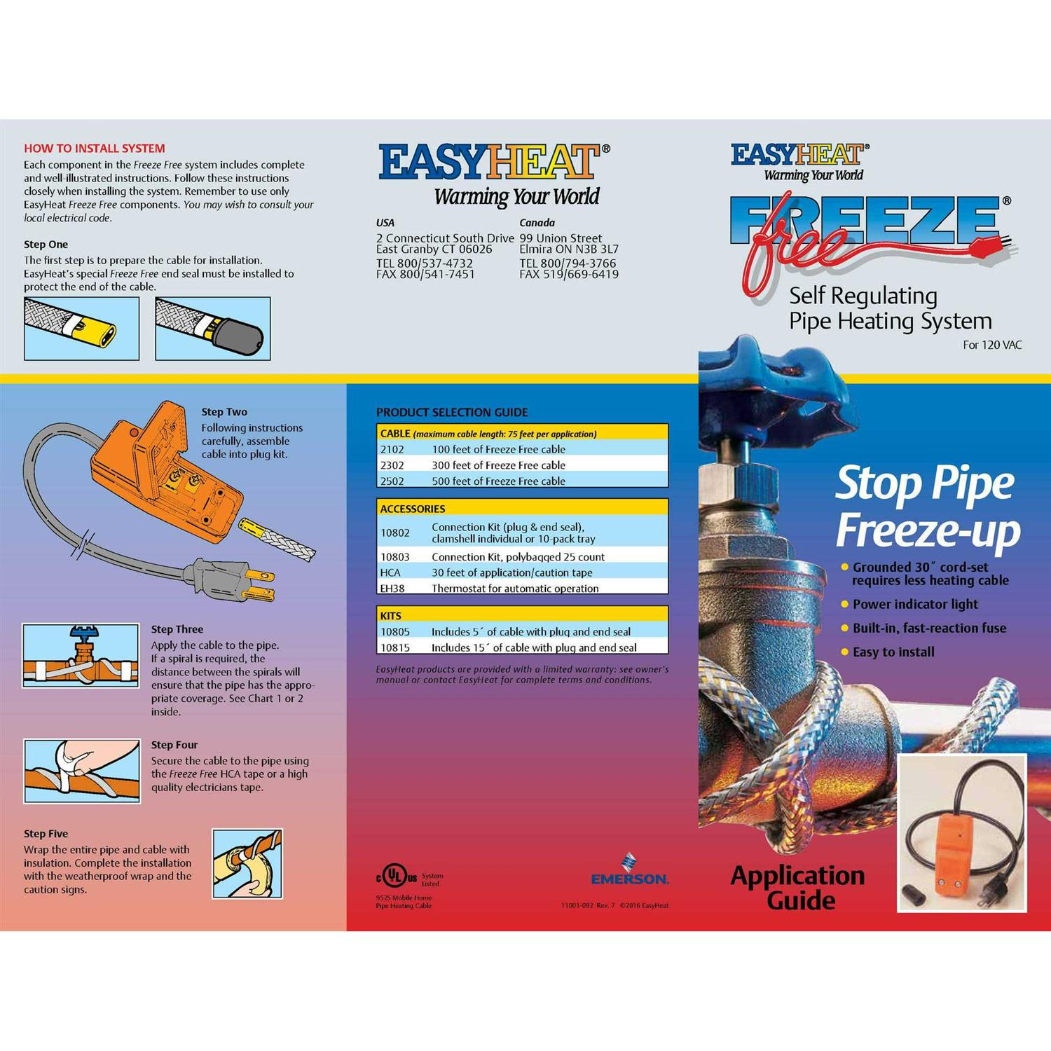 Easy Heat 10815 Freeze Free Self Regulating Water Pipe Heating Cable Kit - Cheap Fitting