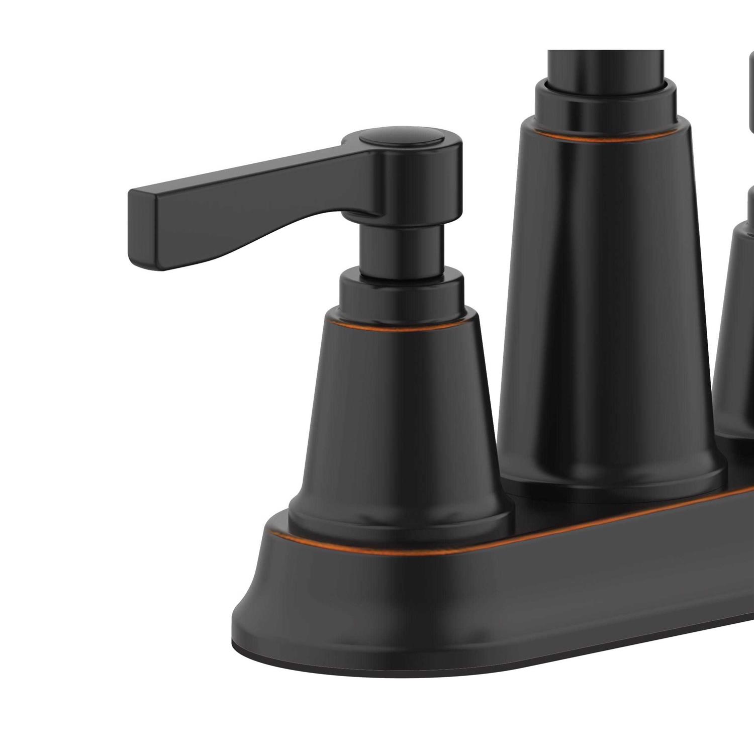 allen + roth Townley Oil Rubbed Bronze 4-in Centerset 2-handle WaterSense Bathroom Sink Faucet with Drain and Deck Plate 67130W-602707 - Cheap Fitting