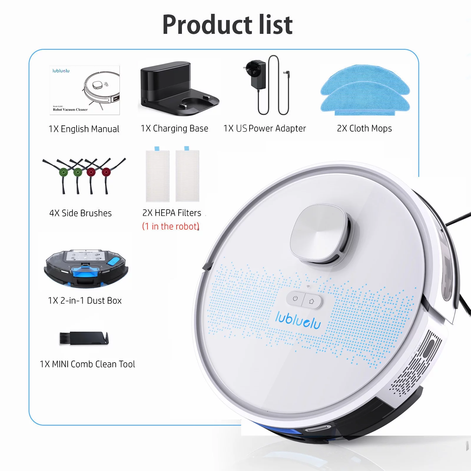 Robot Vacuum Cleaner 2in1 Robot Vacuum and Mop Combo 230ML Water Tank for Pet Hair, Hard Floors and Low Pile Carpet(White) - Cheap Fitting