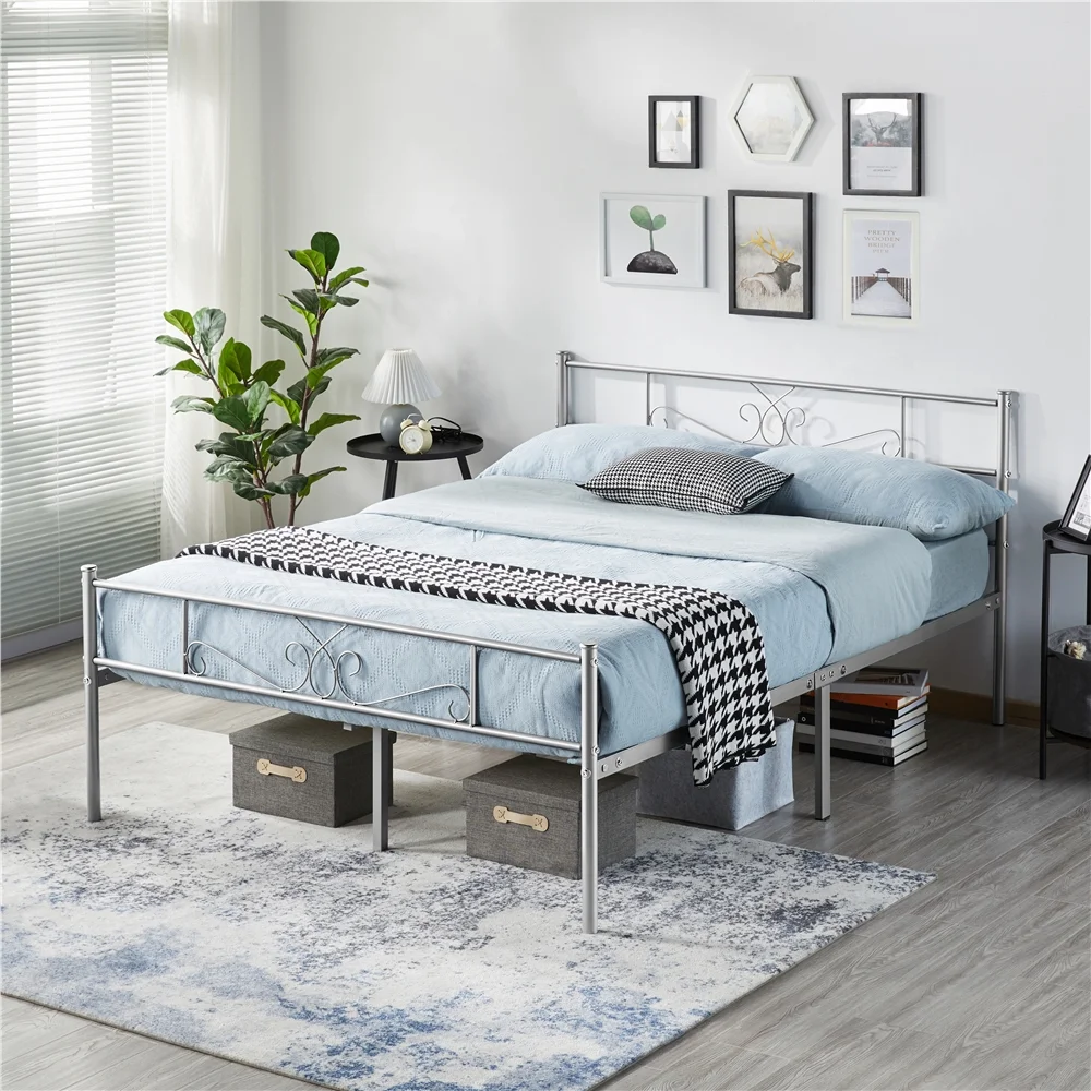 Easyfashion Jocelyn Modern Scroll Metal Platform Twin Bed, Black - Cheap Fitting