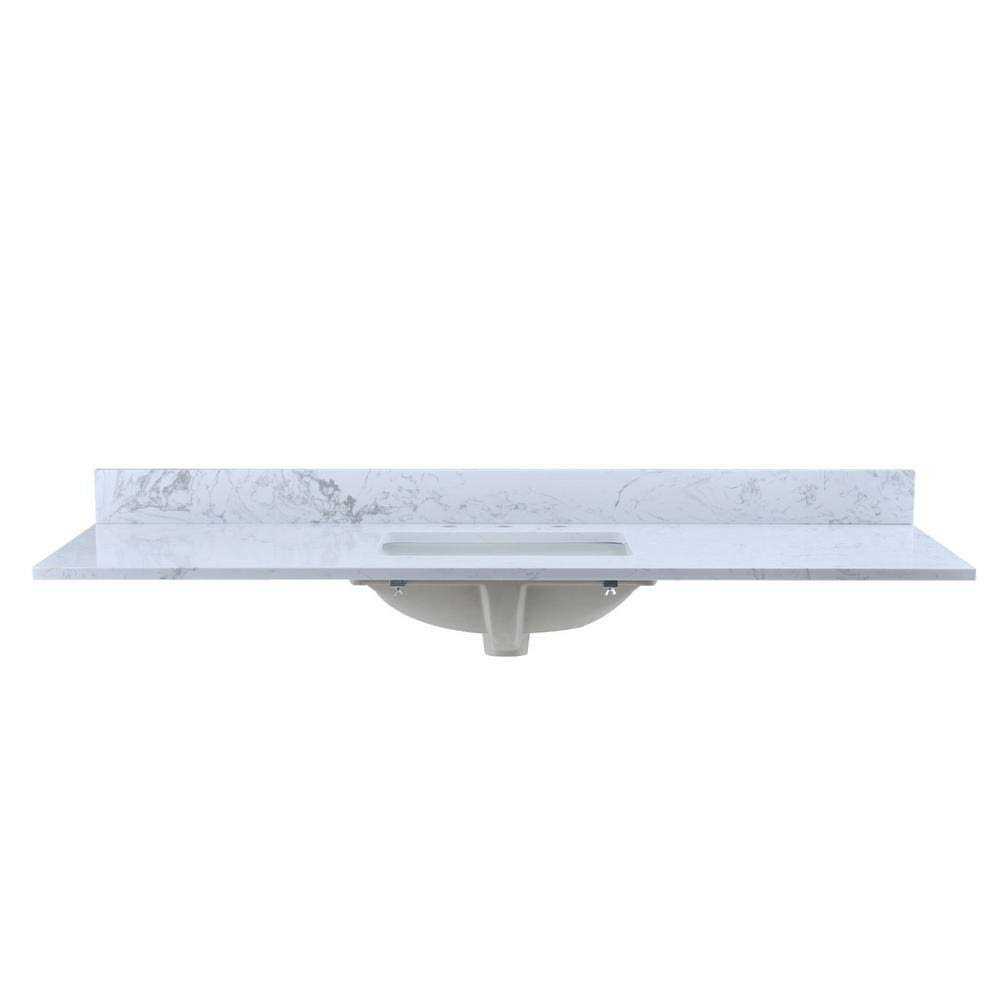PROOX 22 in. D Engineered Stone Composite Vanity Top in White with White Rectangular Single Sink - Cheap Fitting